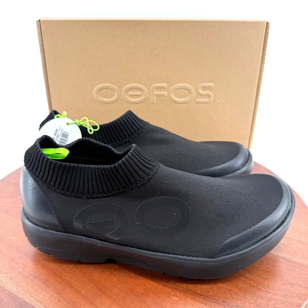 OOFOS OOmg EeZee Knit Orthopedic Black Recovery Slip On Sock Shoes 5083 Men 11.5
